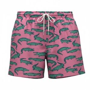 Chubbies Pink and Green Alligator Swim Trunks